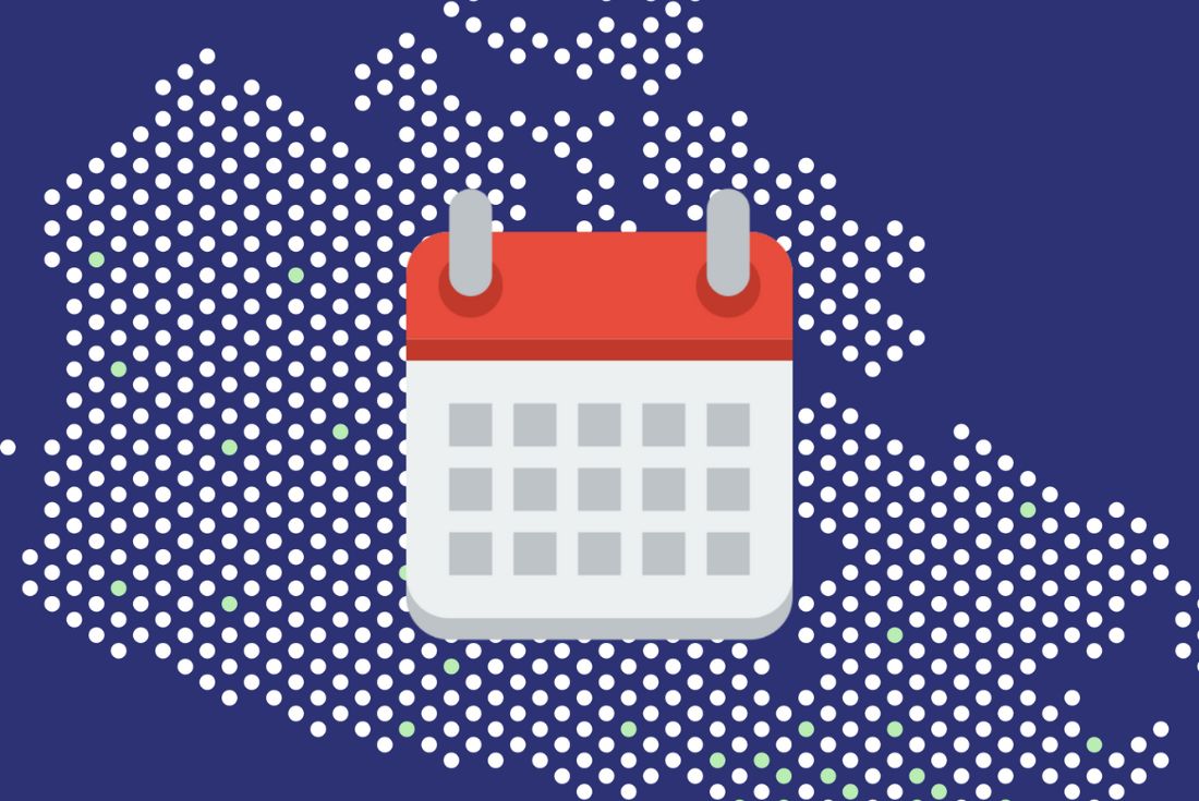 Illustration of Canadian flag with a calendar in front