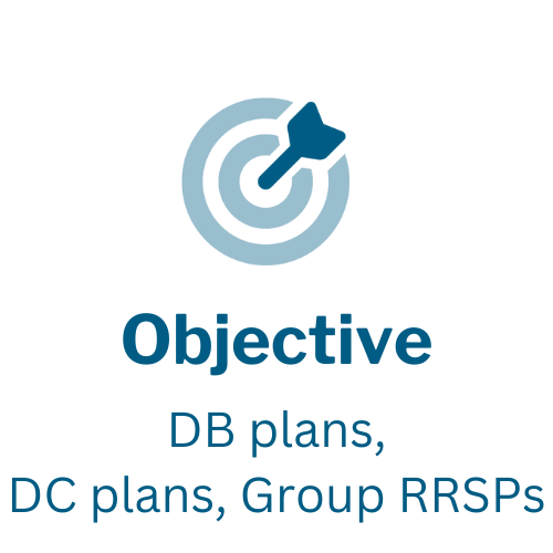 Objective: DB plans ($900 million), DC plans, Group RRSPs