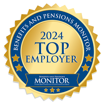 Benefits and Pensions Monitor award badge for 2024 Top Employer.